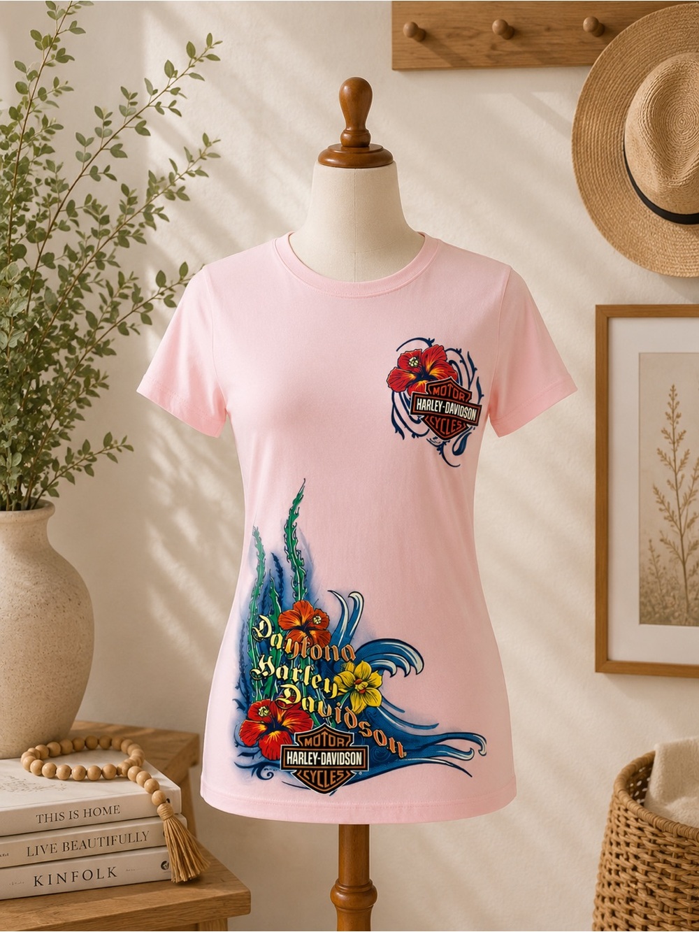 Pink Daytona Harley Davidson T Shirt Size Large NWOT Graphic Tee
